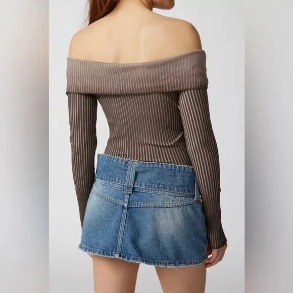 Urban Outfitters Y2K Ribbed Off The Shoulder Top - Picture 5 of 11